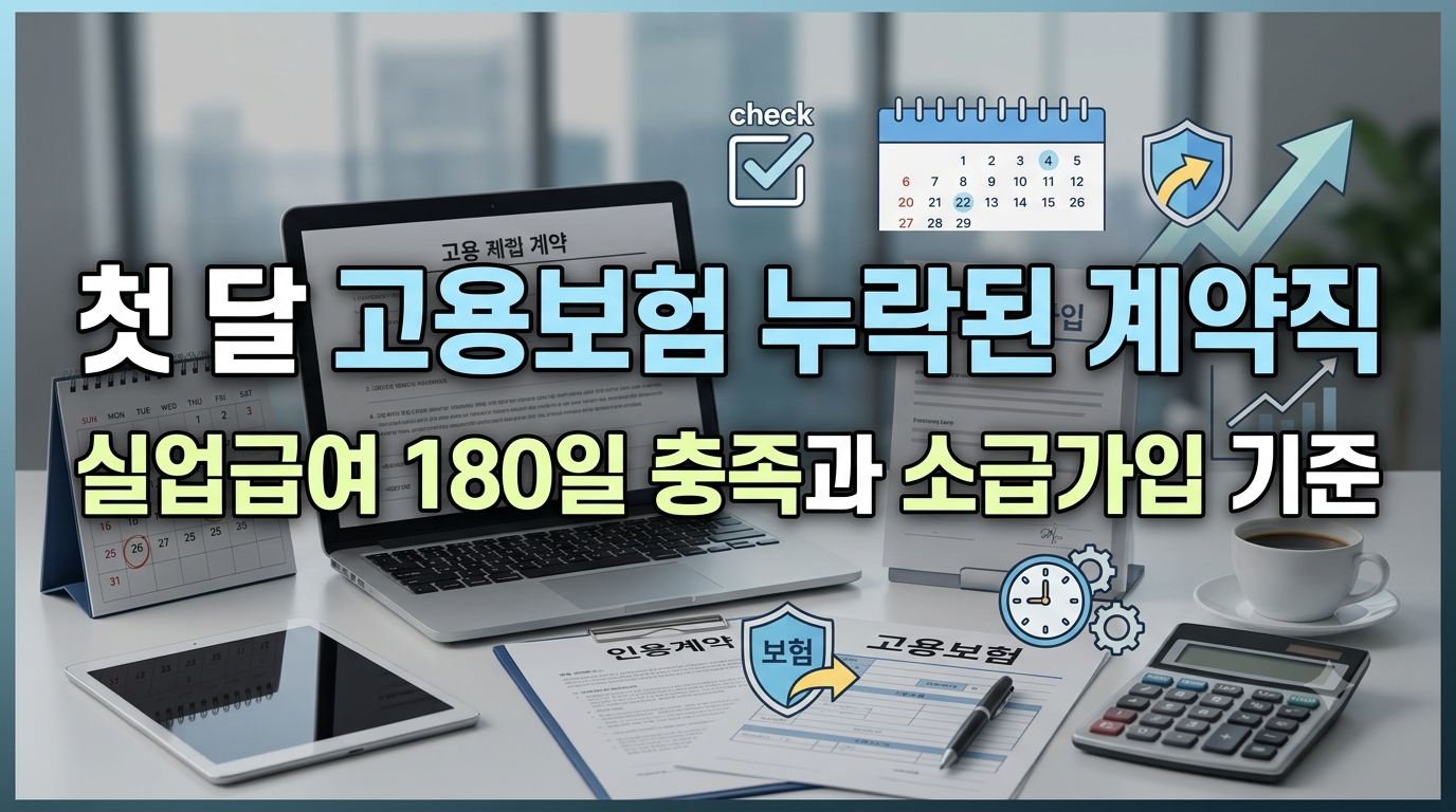 계약직 실업급여 첫 달 고용보험 안 넣었다면? 180일 충족과 소급가입 기준