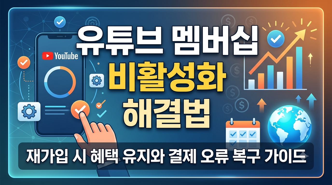유튜브 멤버십 비활성화 재가입하면 혜택 사라질까? 결제 오류 해결과 복구 방법