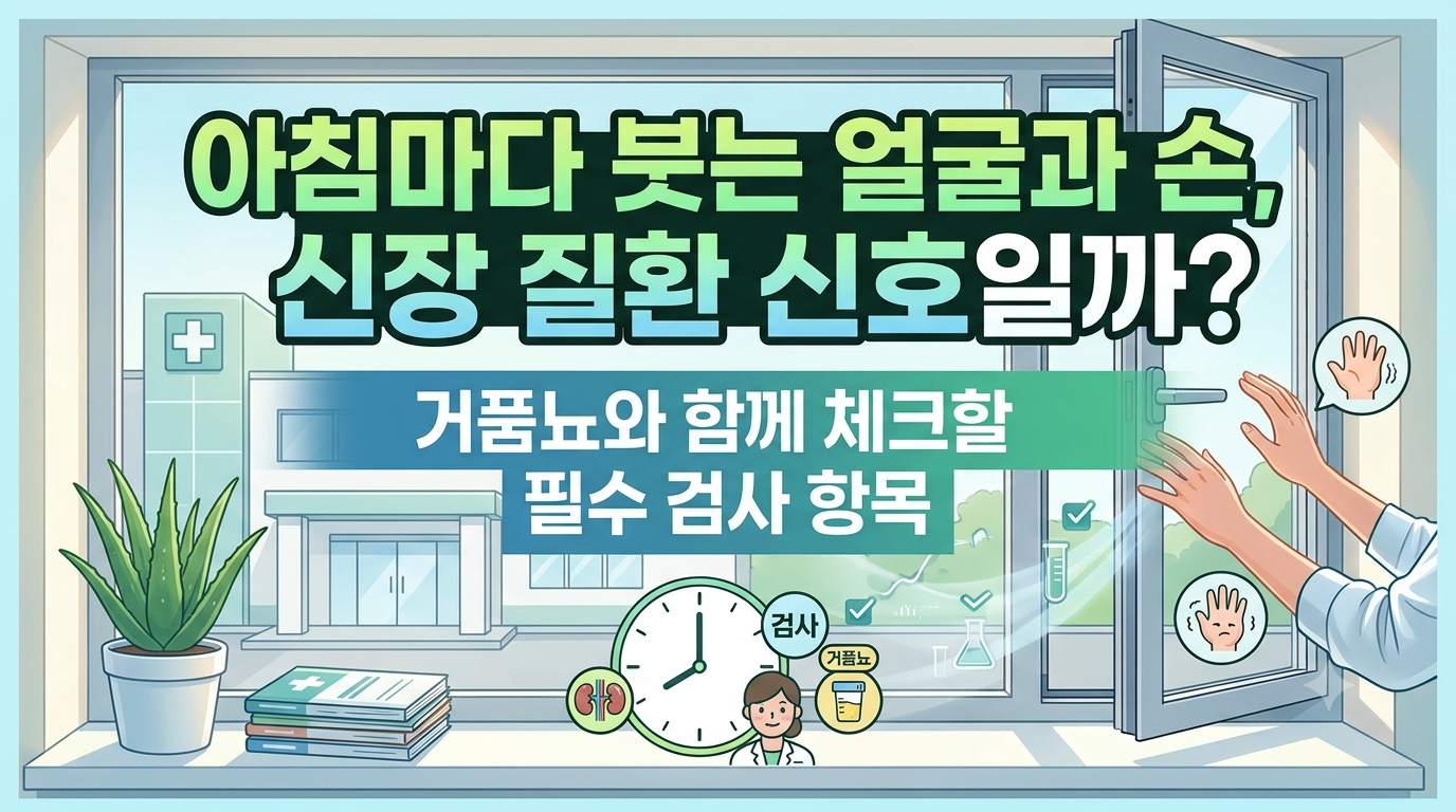 아침 얼굴 손 붓기 신장 문제일까? 거품뇨와 함께 확인해야 할 검사 항목