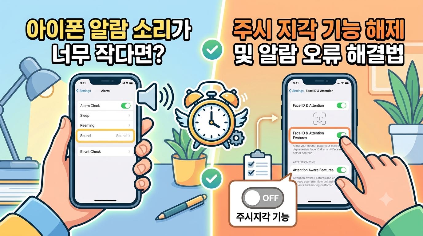 아이폰 알람 소리 작아짐과 지연 오류 해결하는 주시 지각 기능 설정법 및 체크리스트