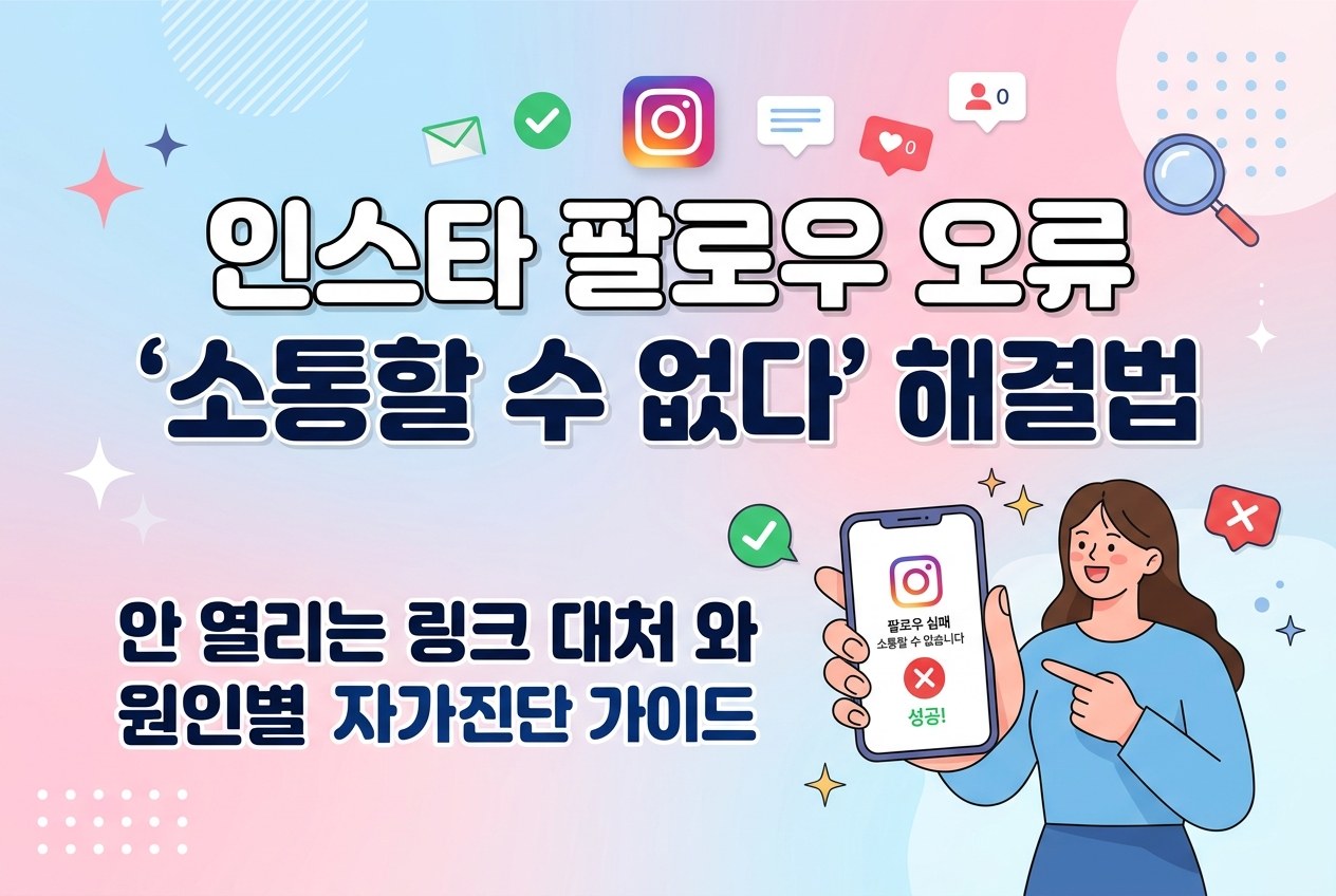 인스타 팔로우 오류 소통할 수 없다며 안 걸릴 때 자가 진단 해결 기준