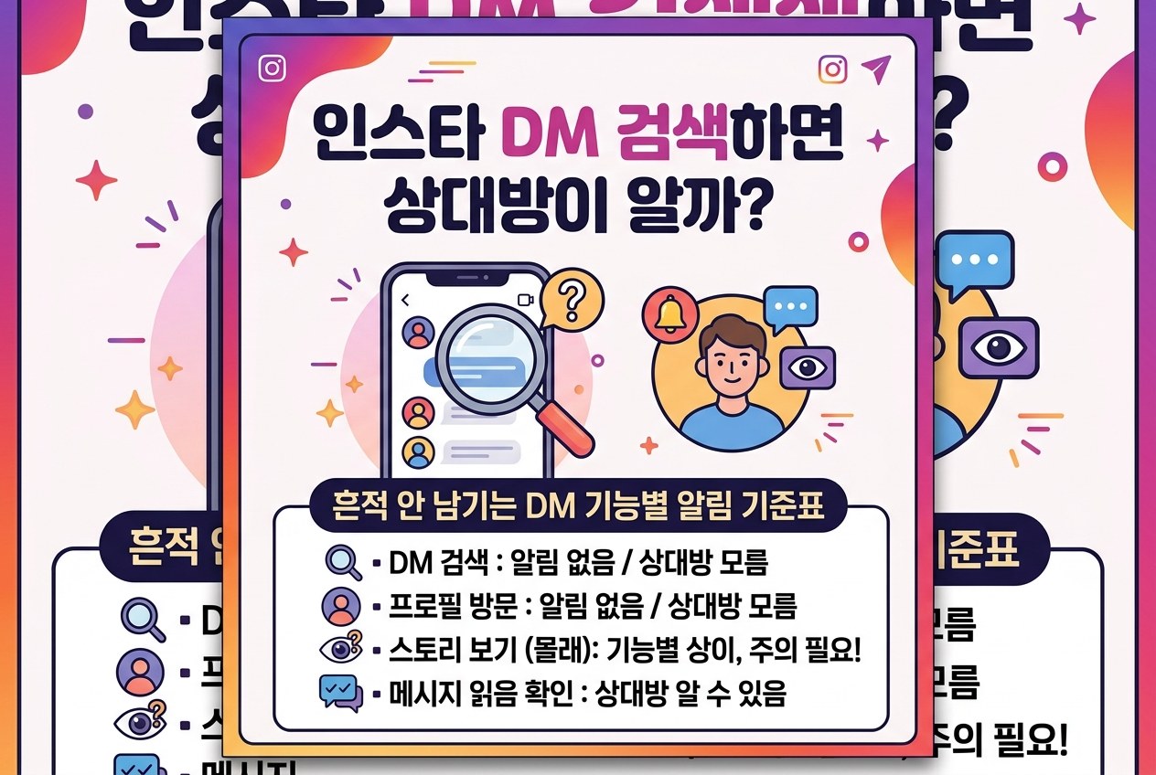 인스타 대화내역 검색 상대방 알림 갈까? 흔적 남기지 않는 DM 기능별 알림 기준표