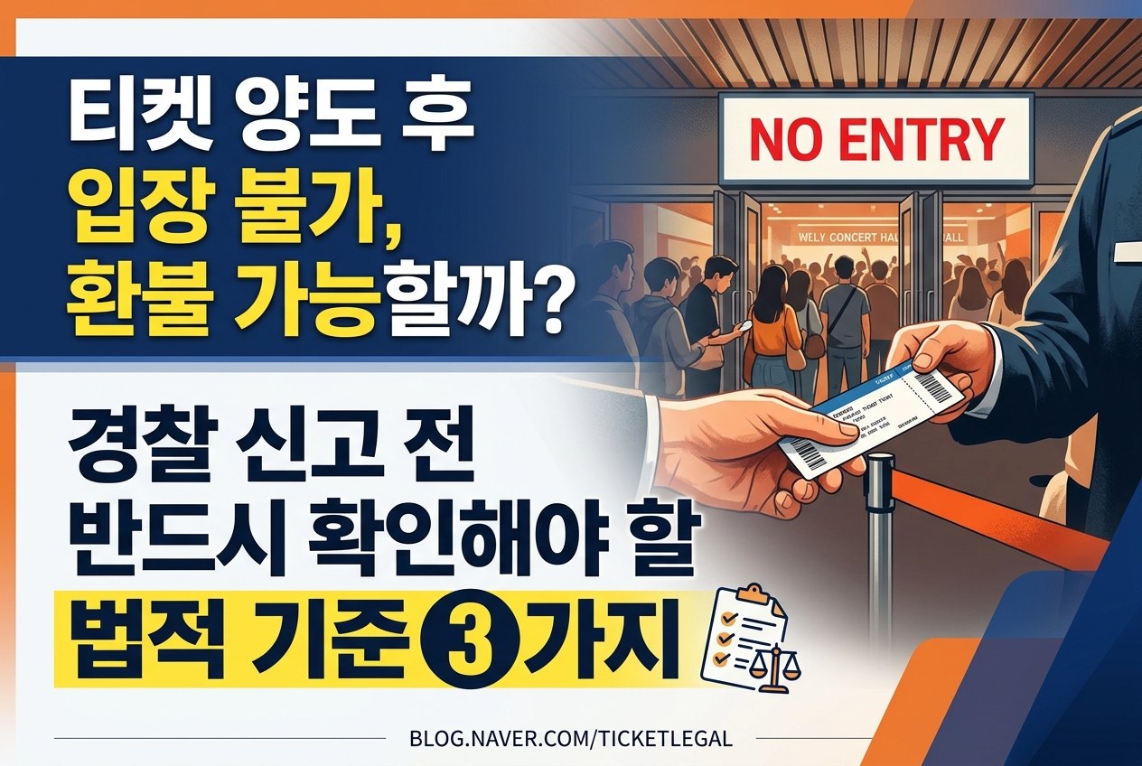 티켓 양도 후 얼굴패스 오류로 입장 불가 시 환불 가능할까? 경찰 신고 전 확인해야 할 법적 기준 3가지