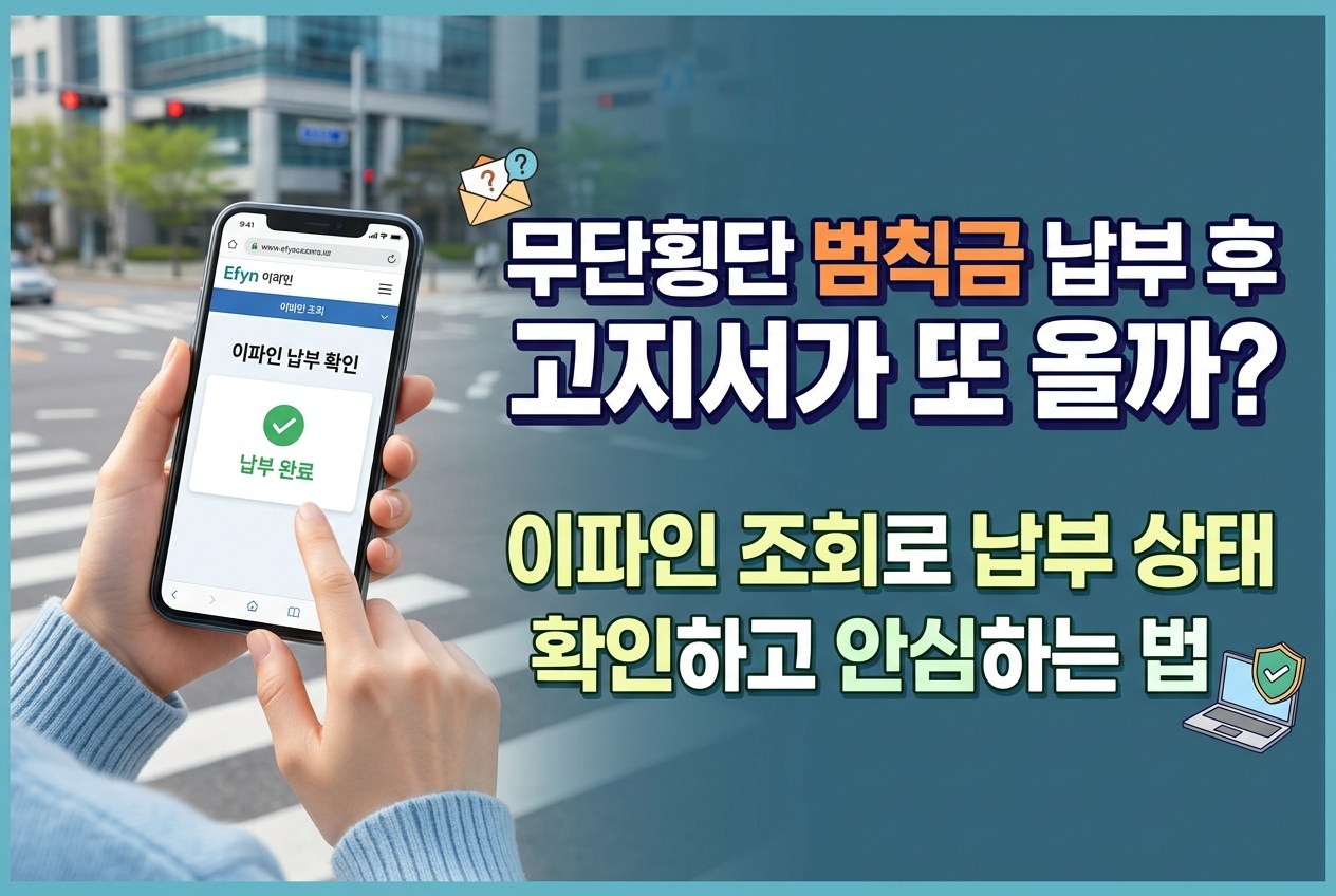 무단횡단 범칙금 즉시 납부했는데 고지서 또 올까? 이파인 조회 및 납부 확인 방법 정리