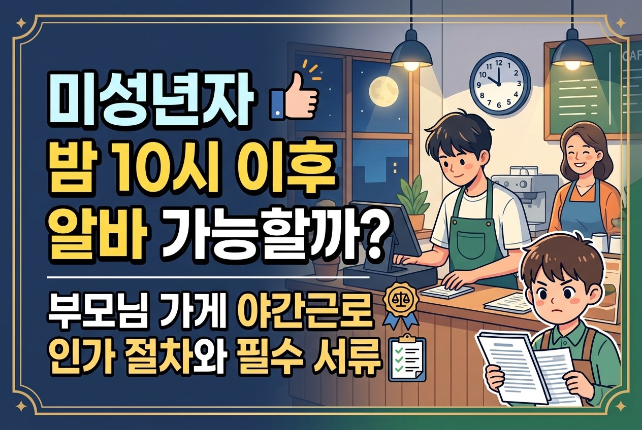 미성년자 알바 밤 10시 이후 부모님 가게라도 가능할까? 야간근로 인가 신청 절차와 필수 서류